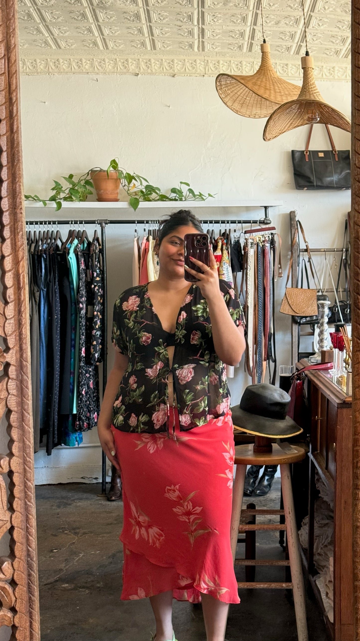 Vintage Chiffon Floral Layered Skirt