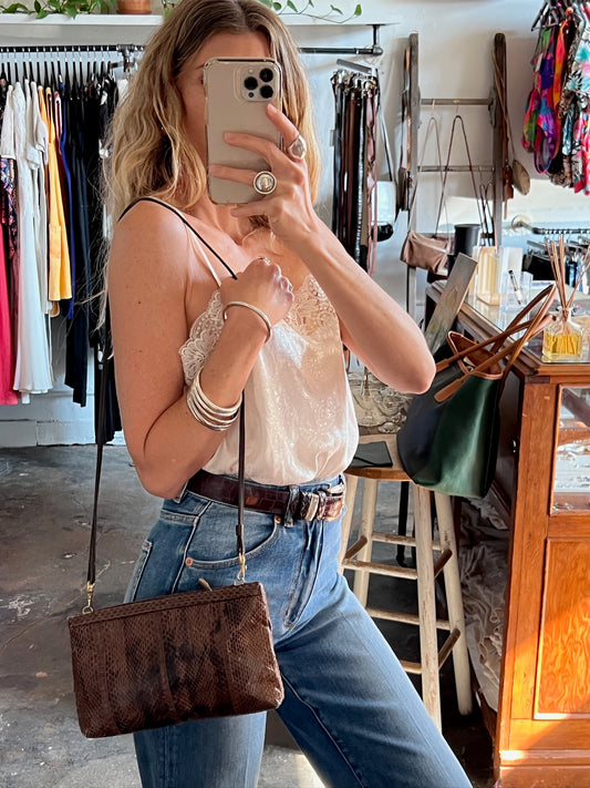 Vintage Snakeskin Crossbody Bag