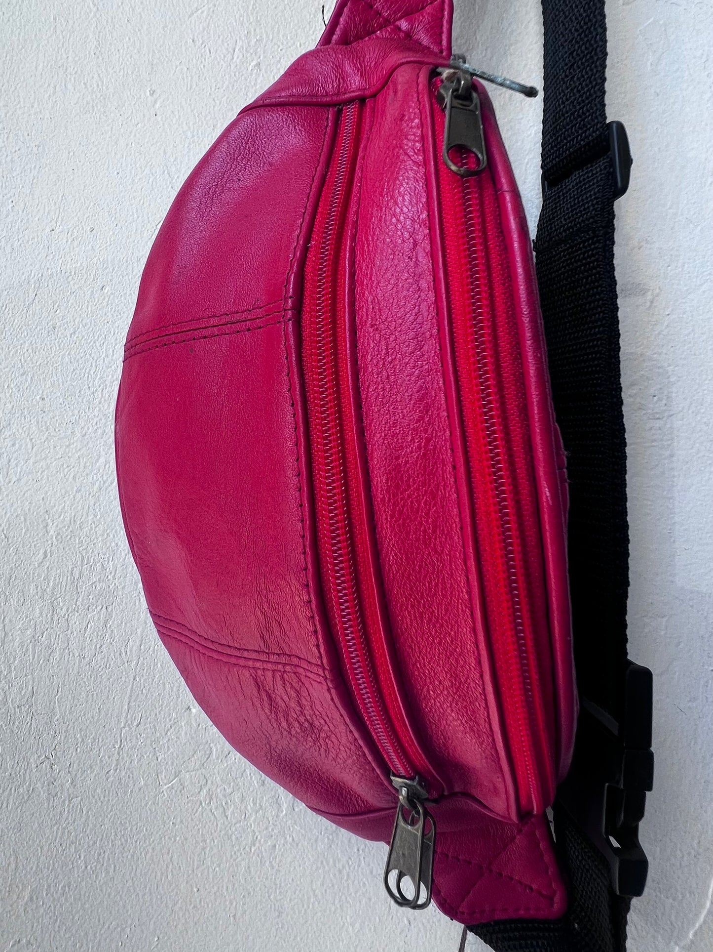 Vintage Ruby Leather Fanny Pack