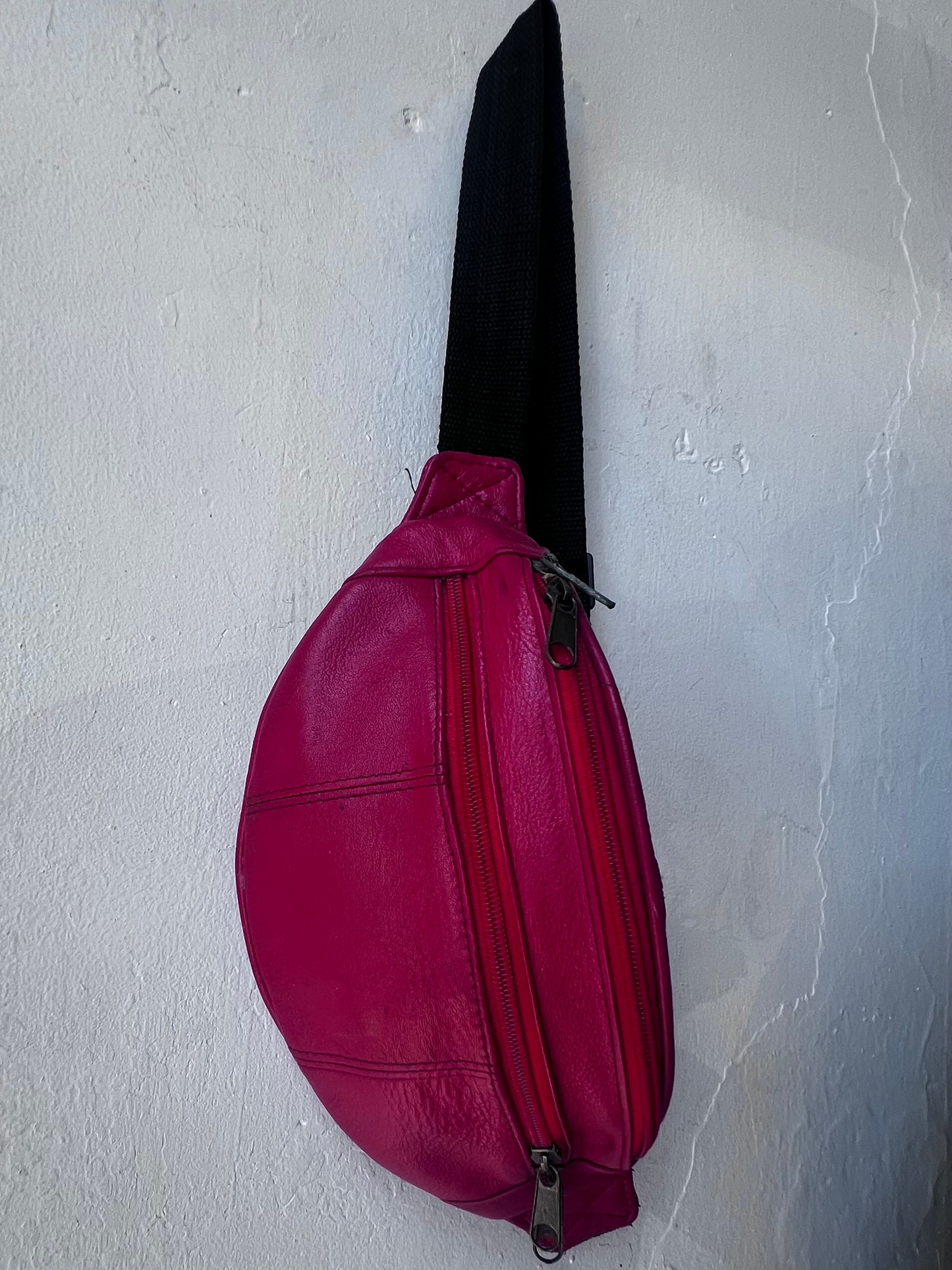 Vintage Ruby Leather Fanny Pack