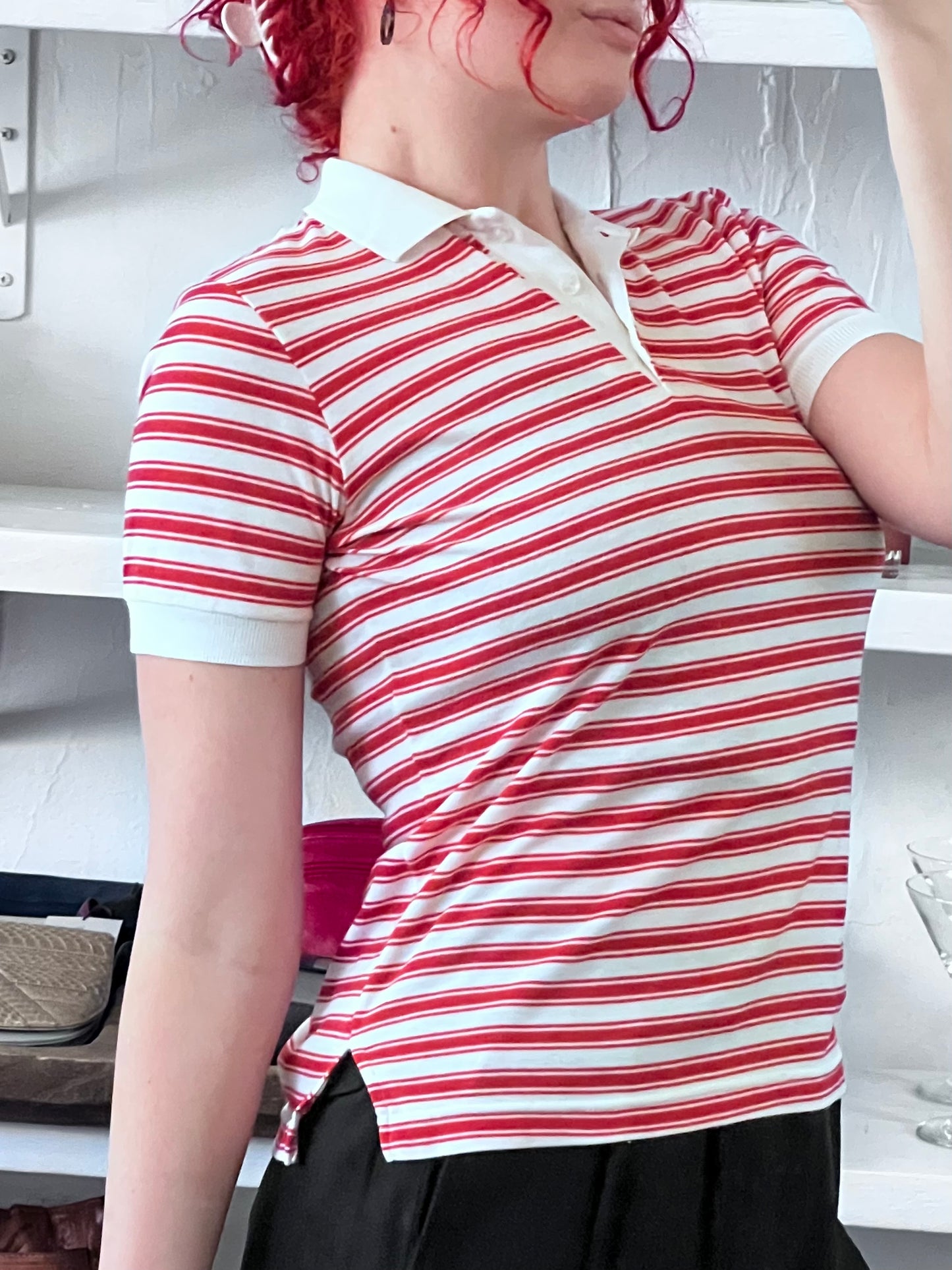Vintage Raspberry Stripe Polo