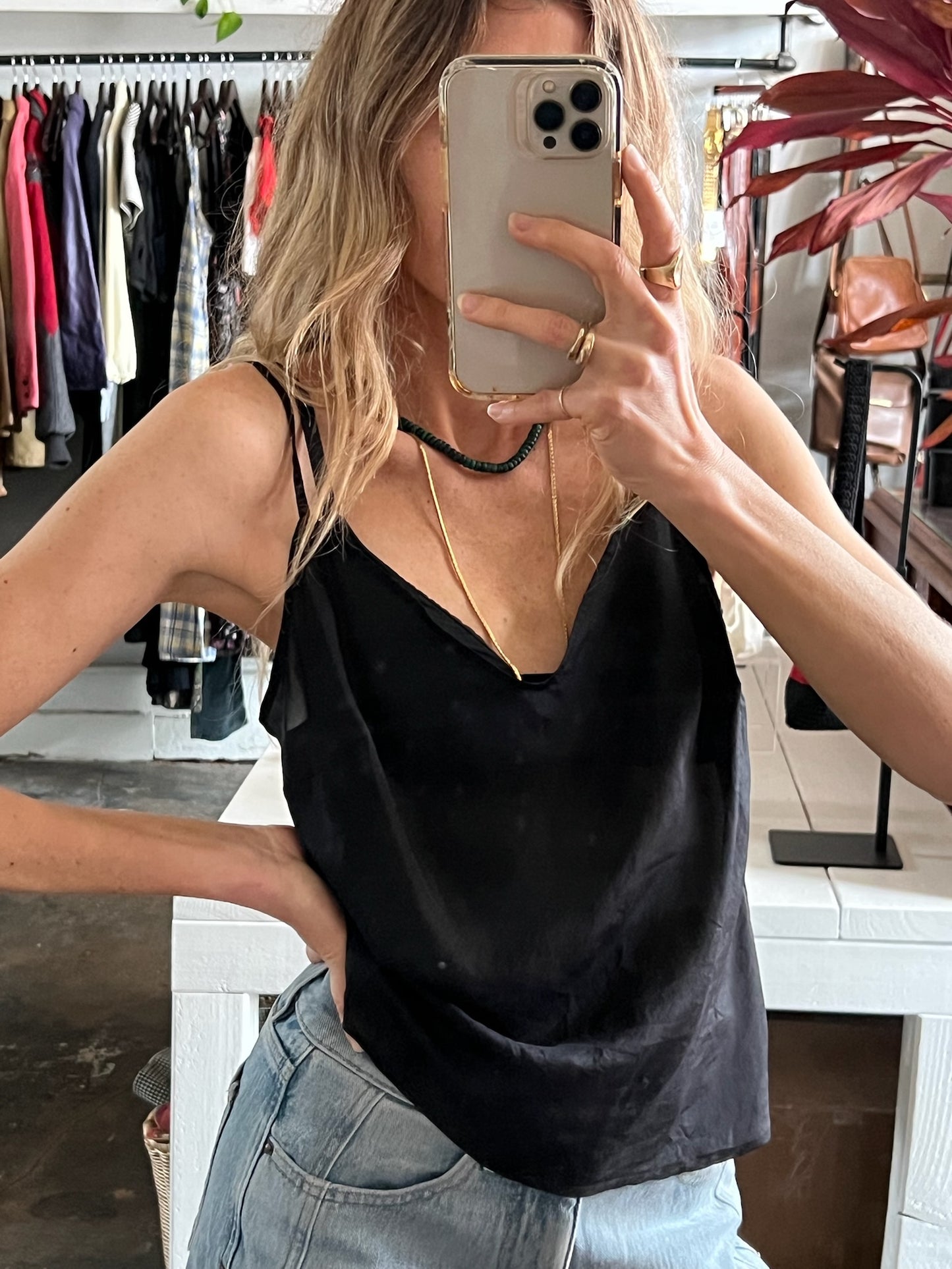 Vintage Onyx Silk Tank