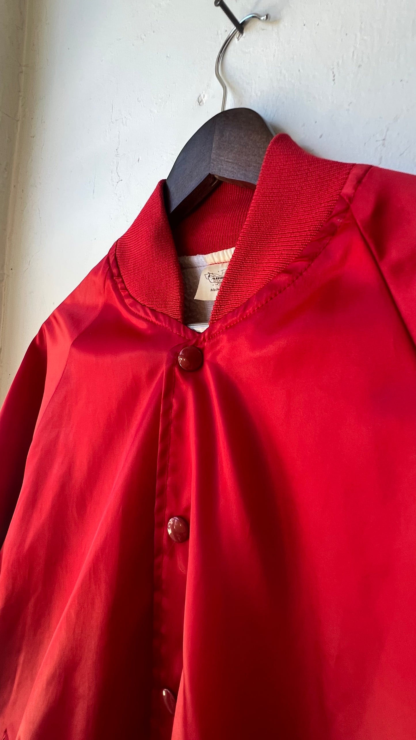 Vintage Cherry Satin Bomber Jacket