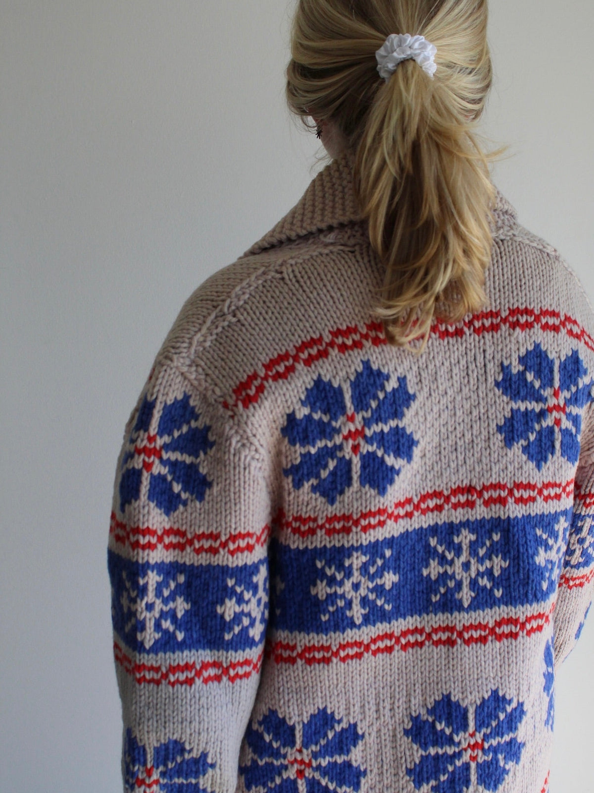 Vintage Chunky Knit Fair Isle Zip Sweater Jacket