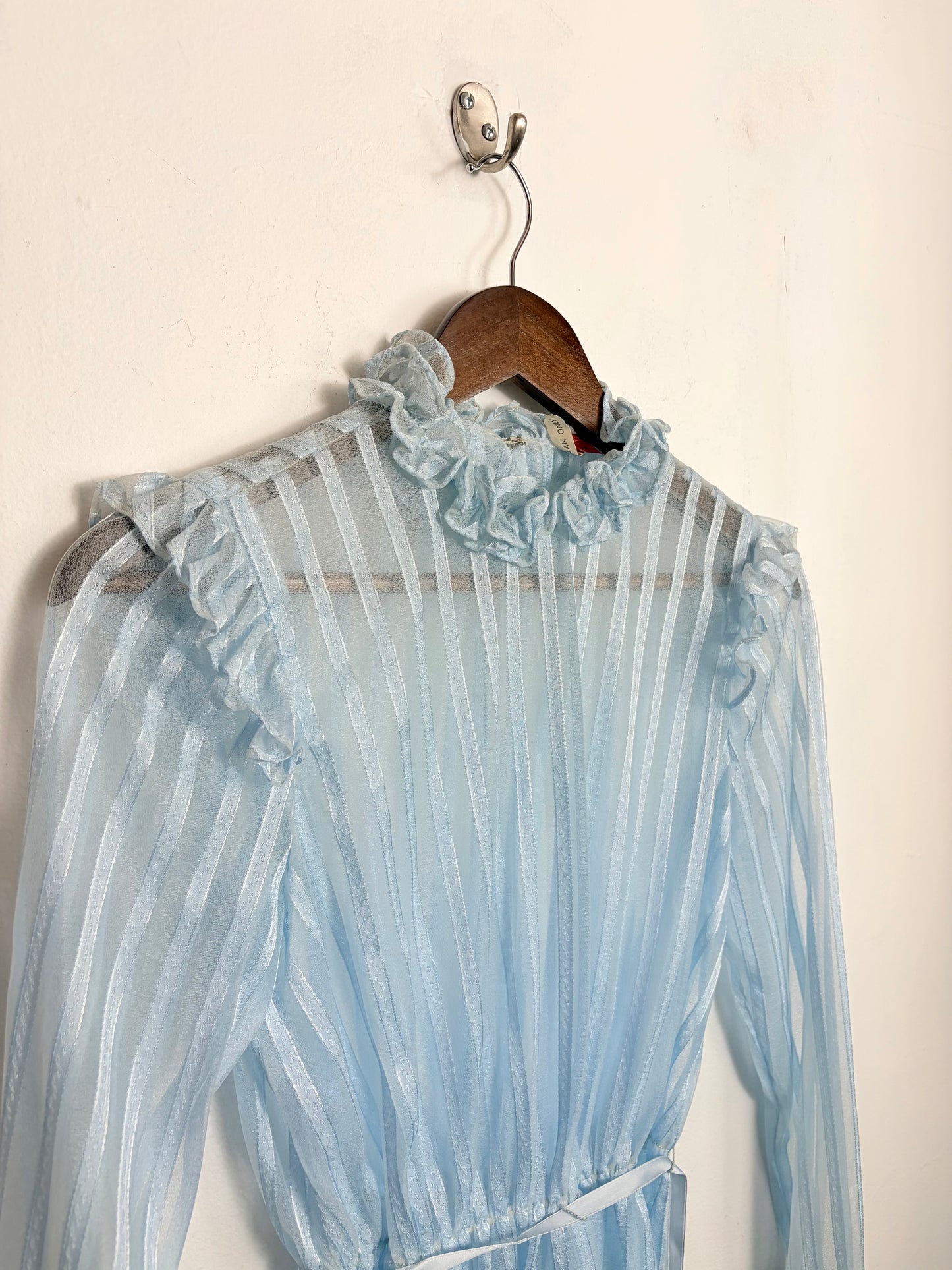 Vintage Sheer Powder Blue Ruffle Top