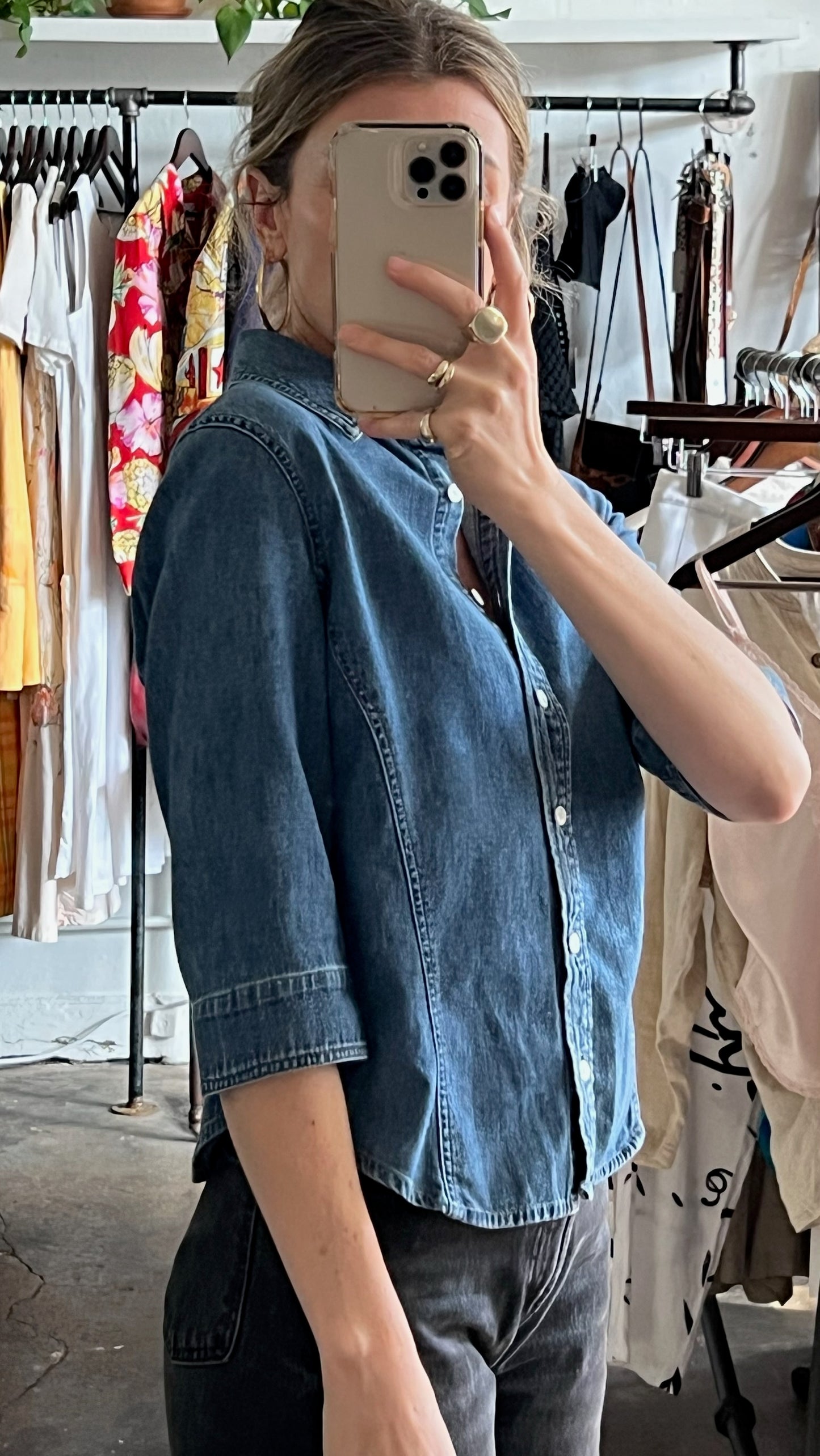 Vintage Sculpted Denim Button Up