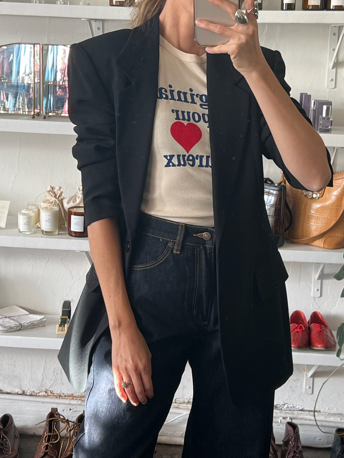 Vintage Ebony Embroidered Monochrome Blazer