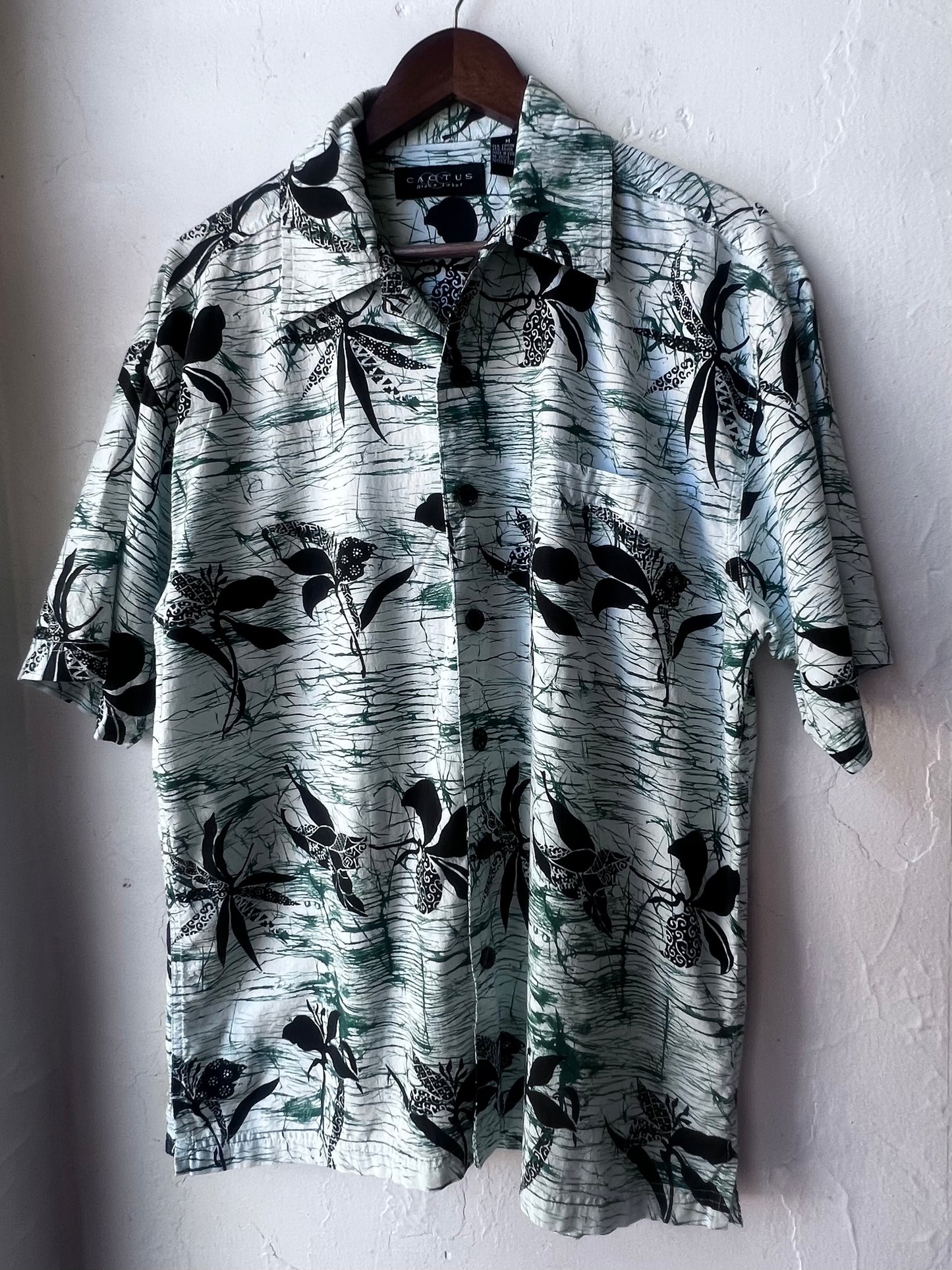 Vintage Tropical Sage Camp Button Up