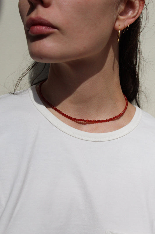 Red Onyx Bead Necklace
