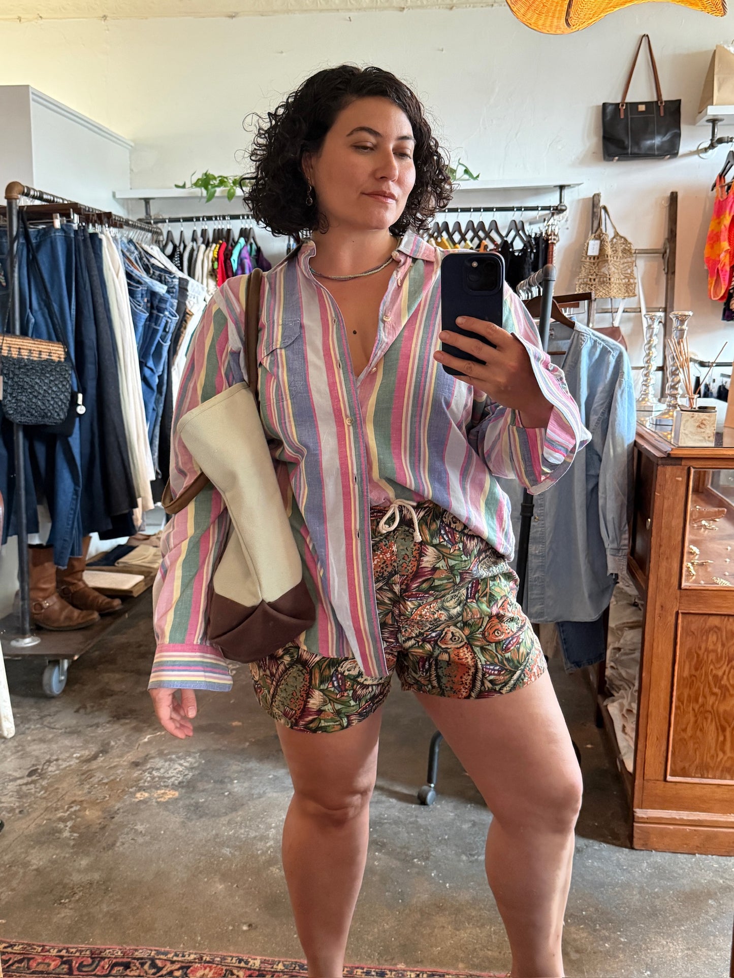 Vintage Pastel Stripe Button Up