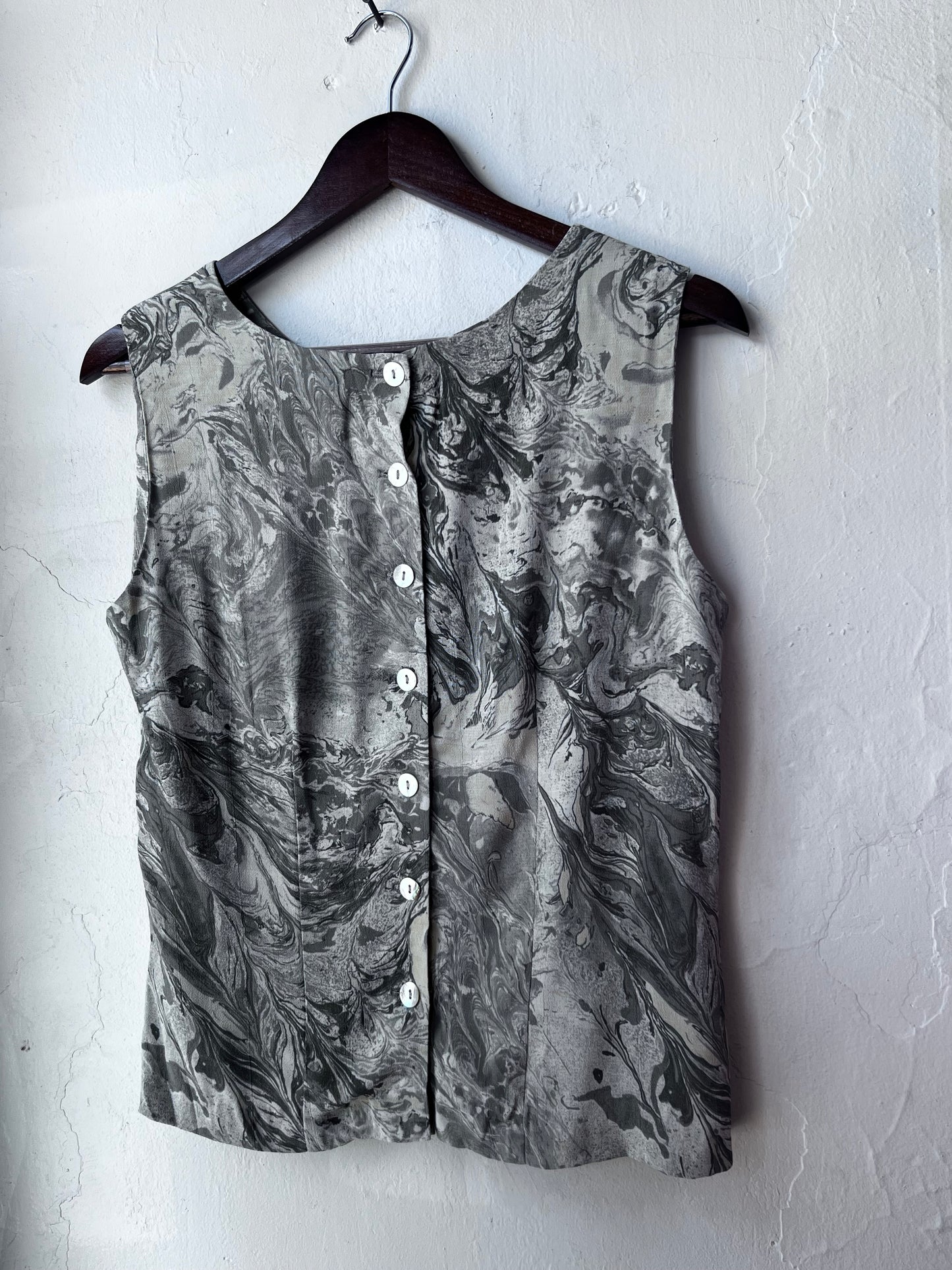 Vintage Marbled Sleeveless Blouse