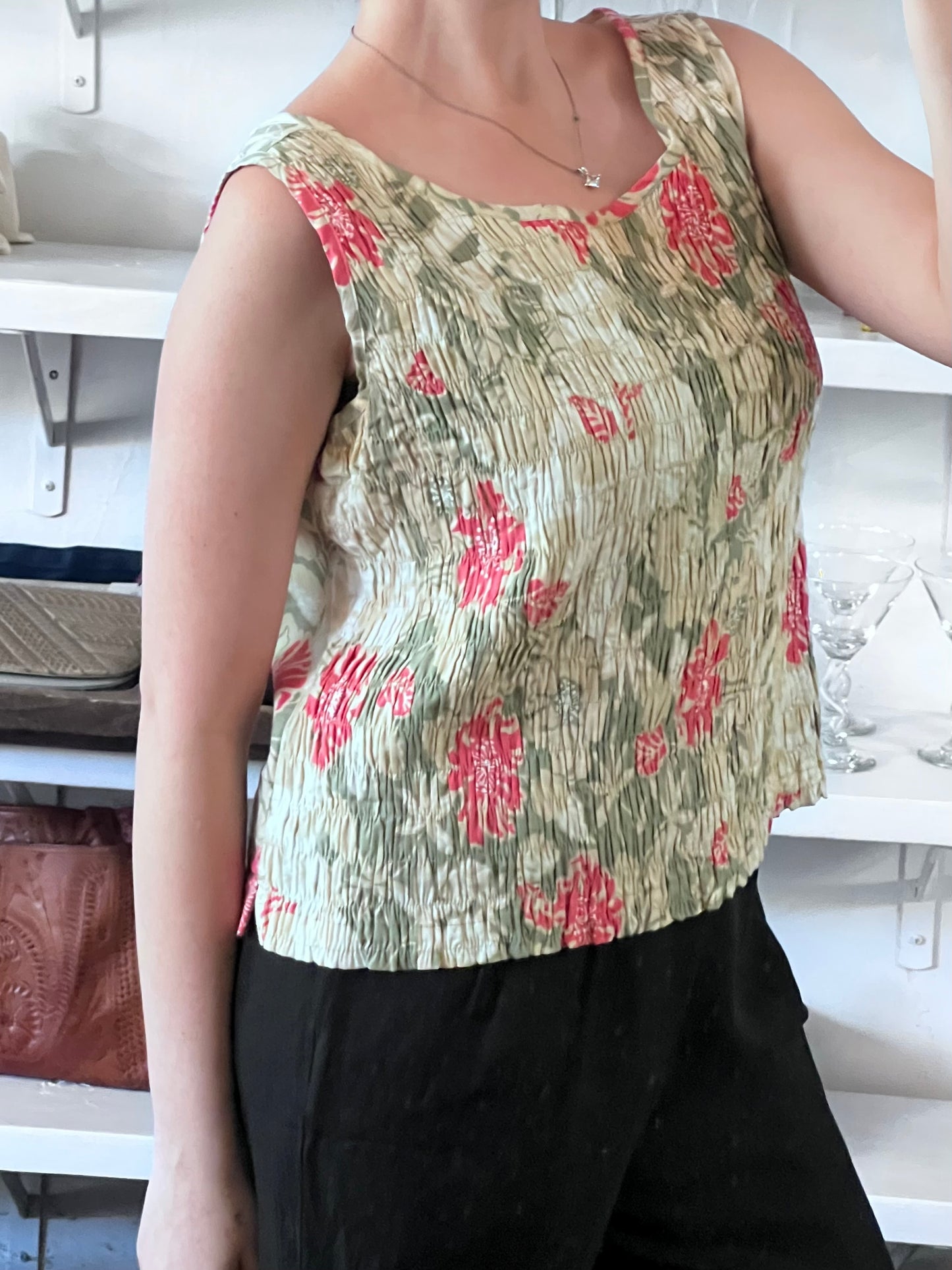 Vintage Floral Smocked Tank