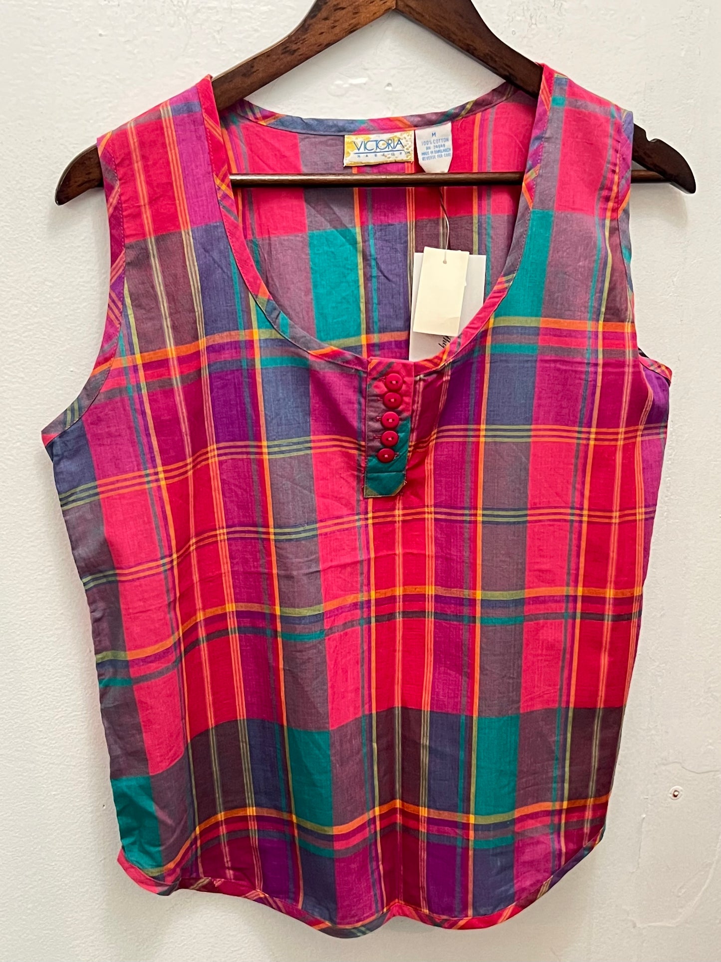 Vintage Colorful Plaid Tank Top