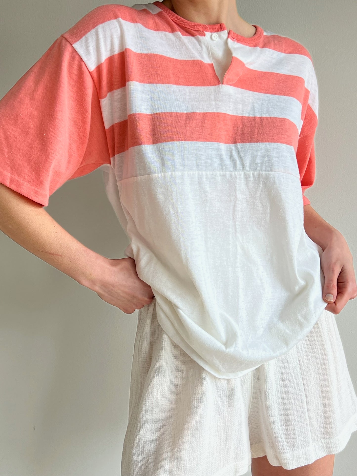 Vintage Retro Stripe Henley Tee