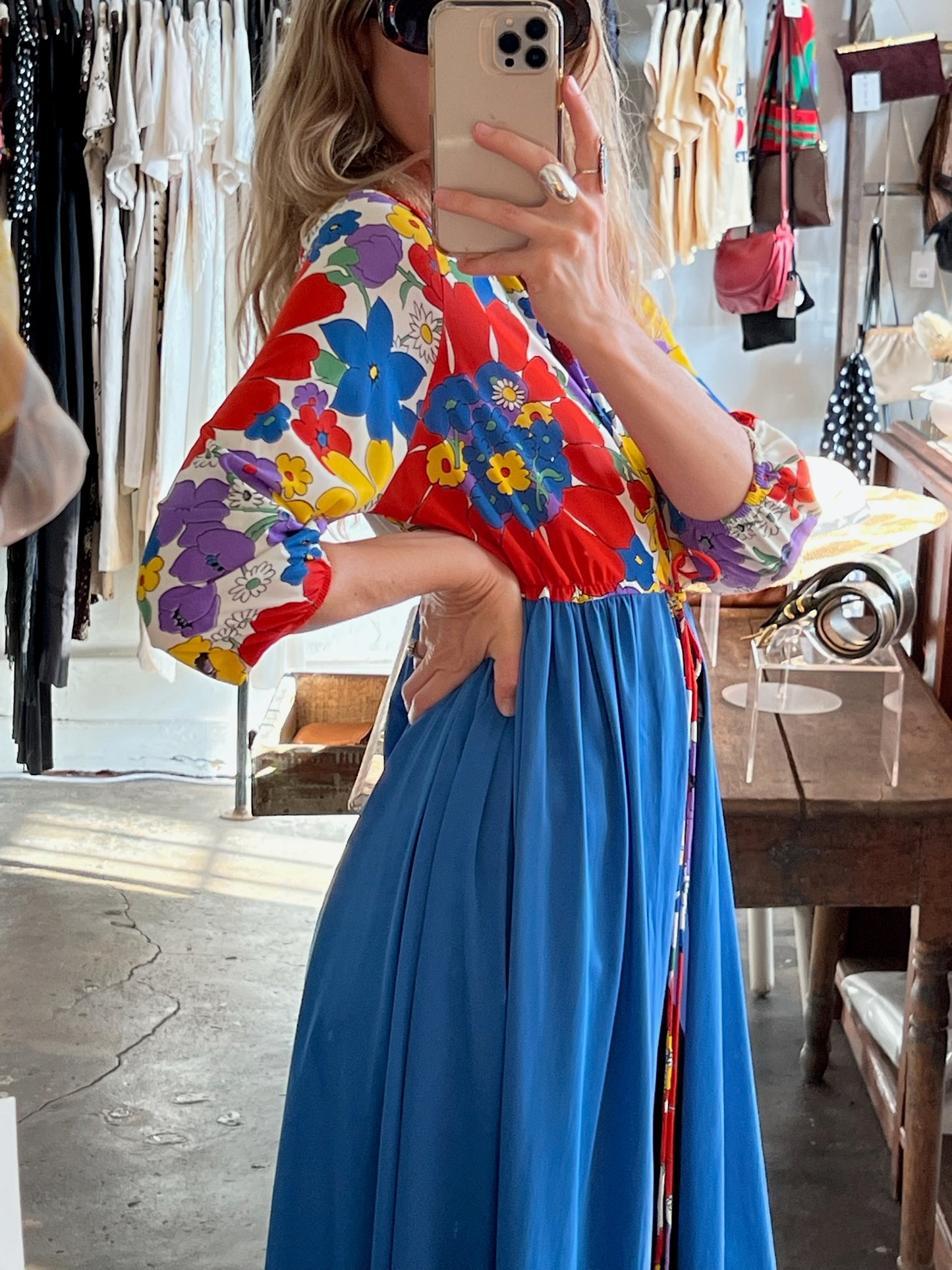 Vintage Tie Front Floral Overdress