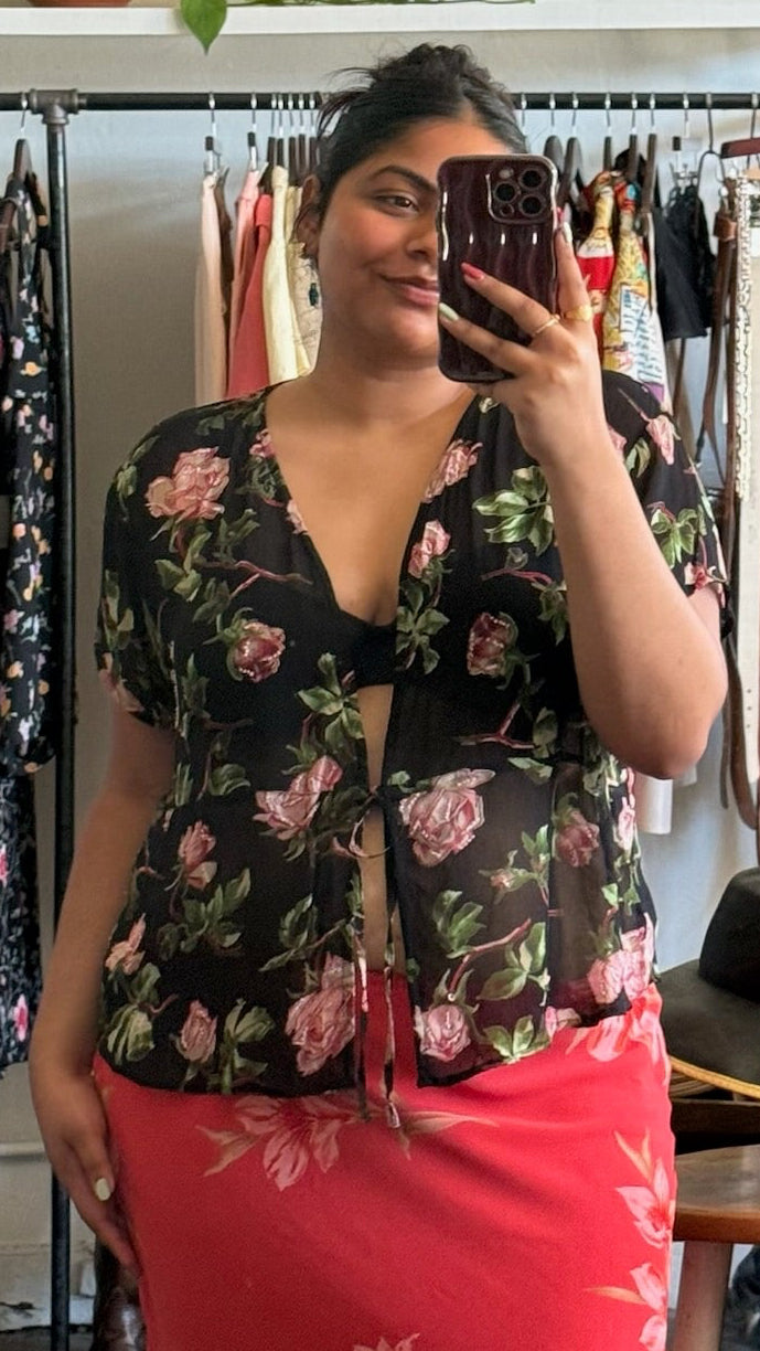 Vintage Sheer Floral Blouse