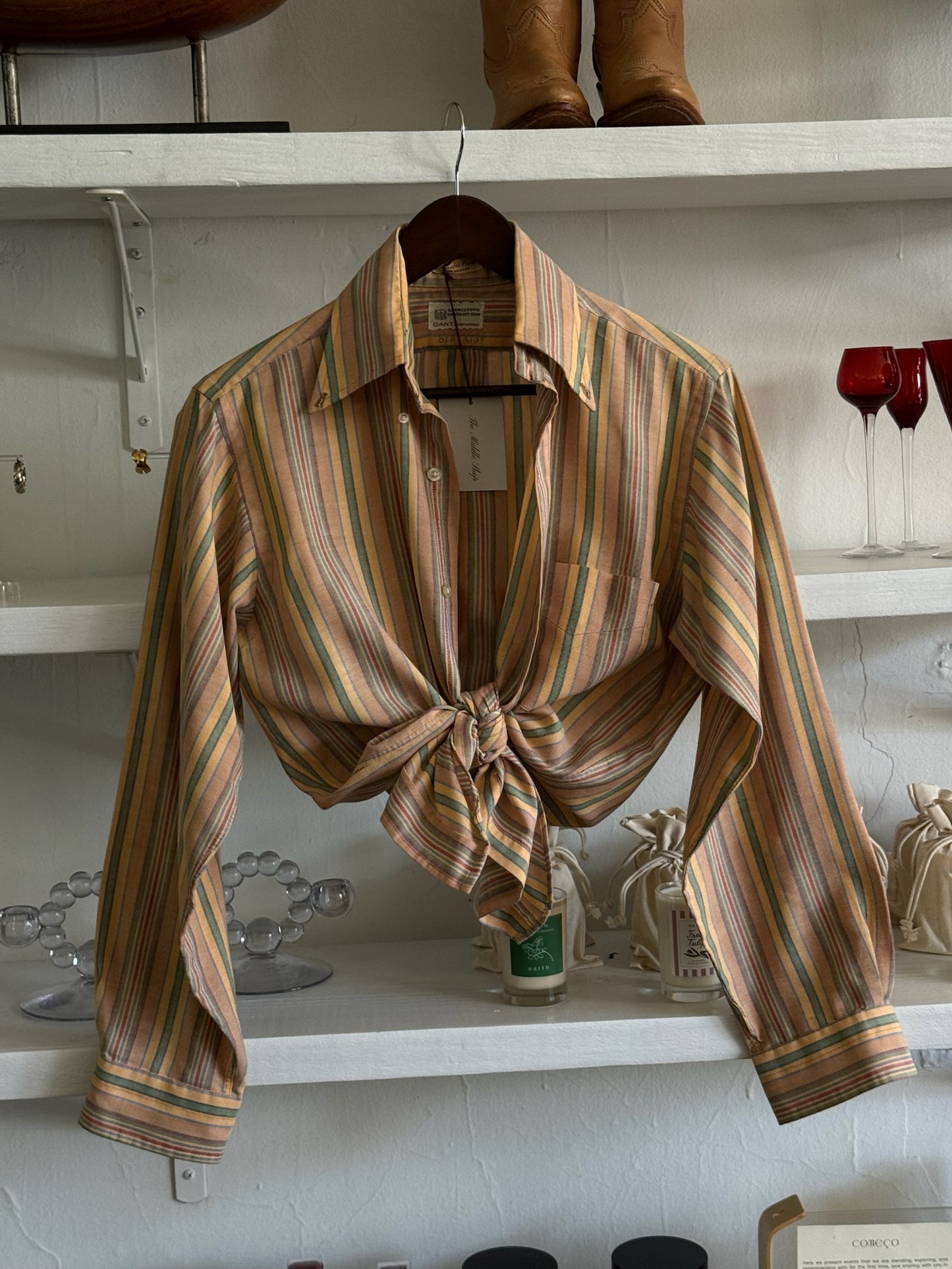 Vintage Sandstone Striped Cotton Shirt