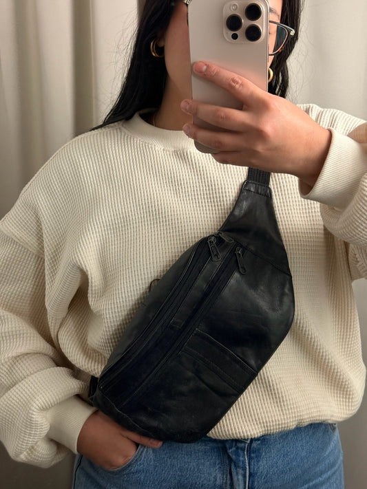 Vintage Midnight Leather Fanny Pack