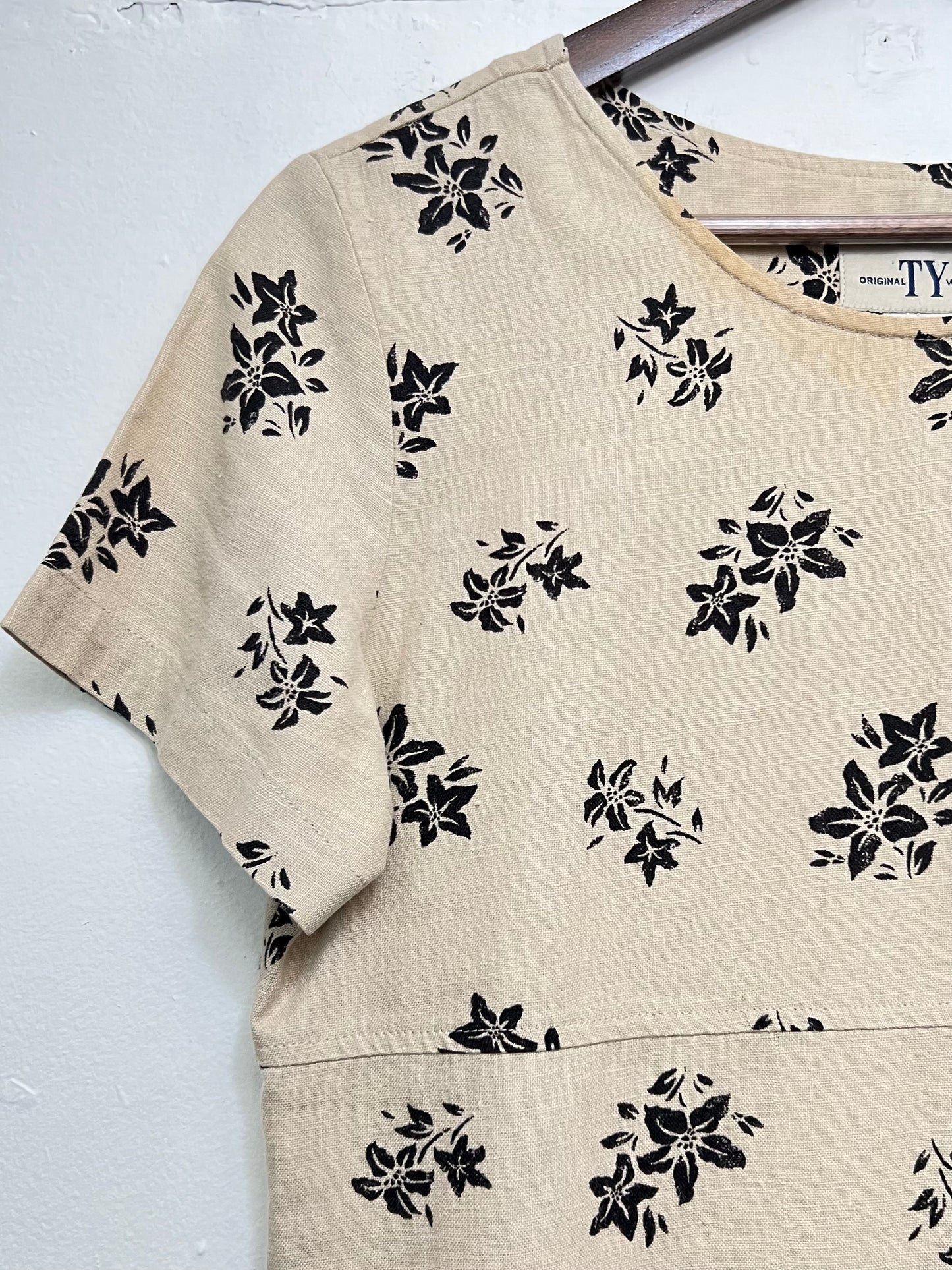 Vintage Floral Creme Canvas Cotton Dress