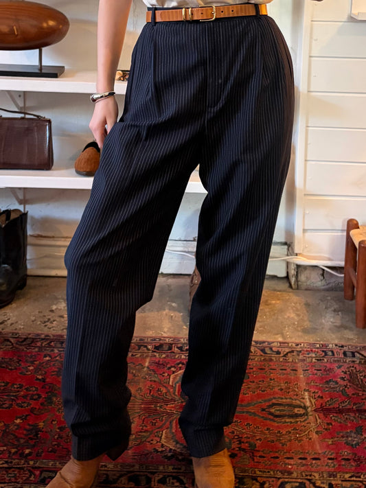 Vintage Pinstripe Wool Trousers