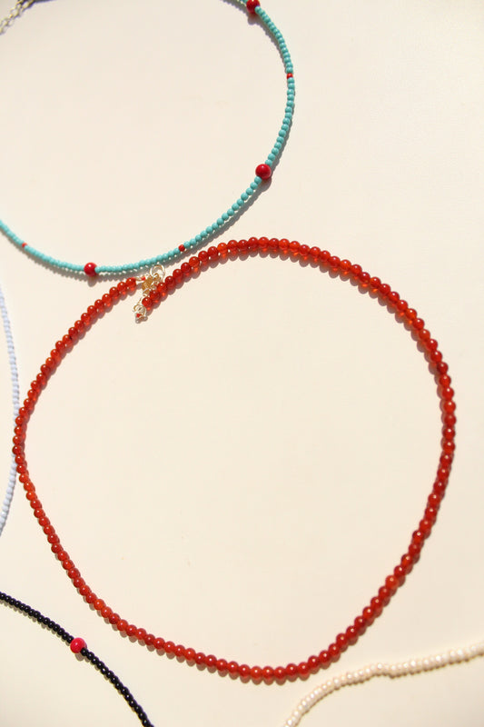 Red Onyx Bead Necklace