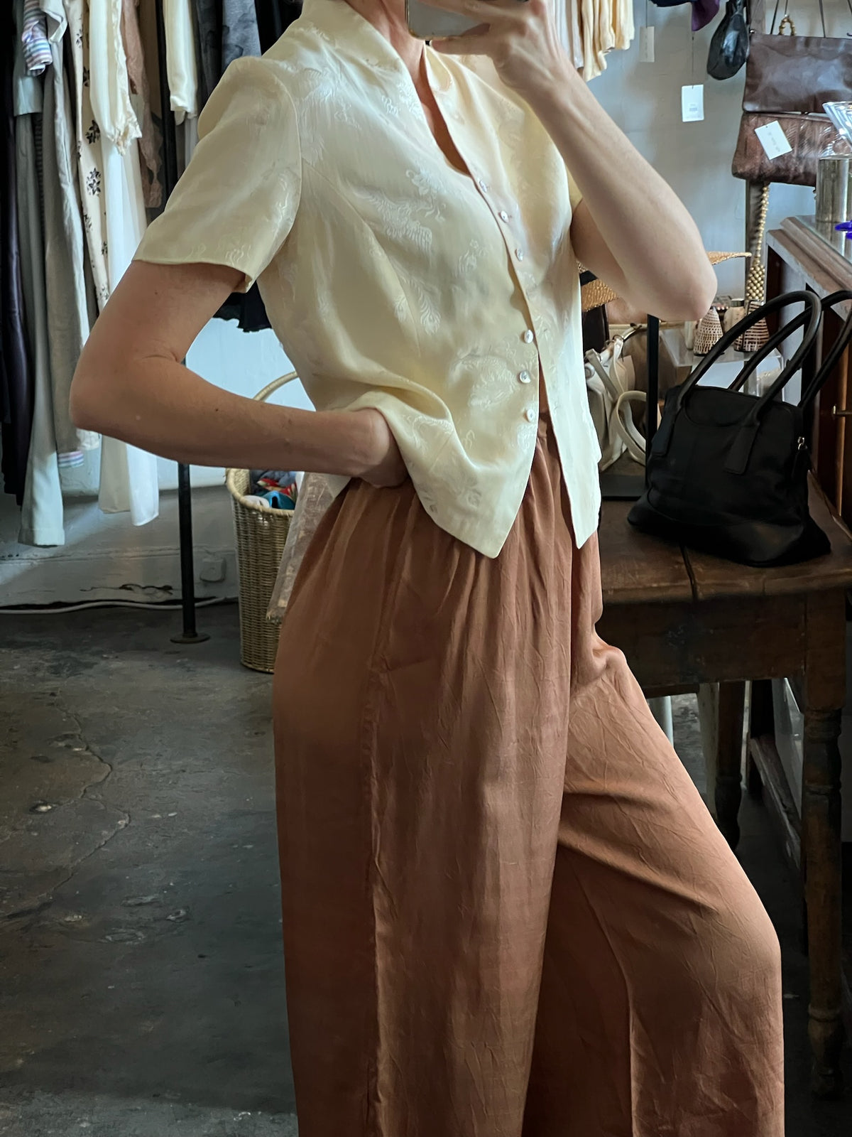Vintage Bronze Wide Leg Palazzo Pants