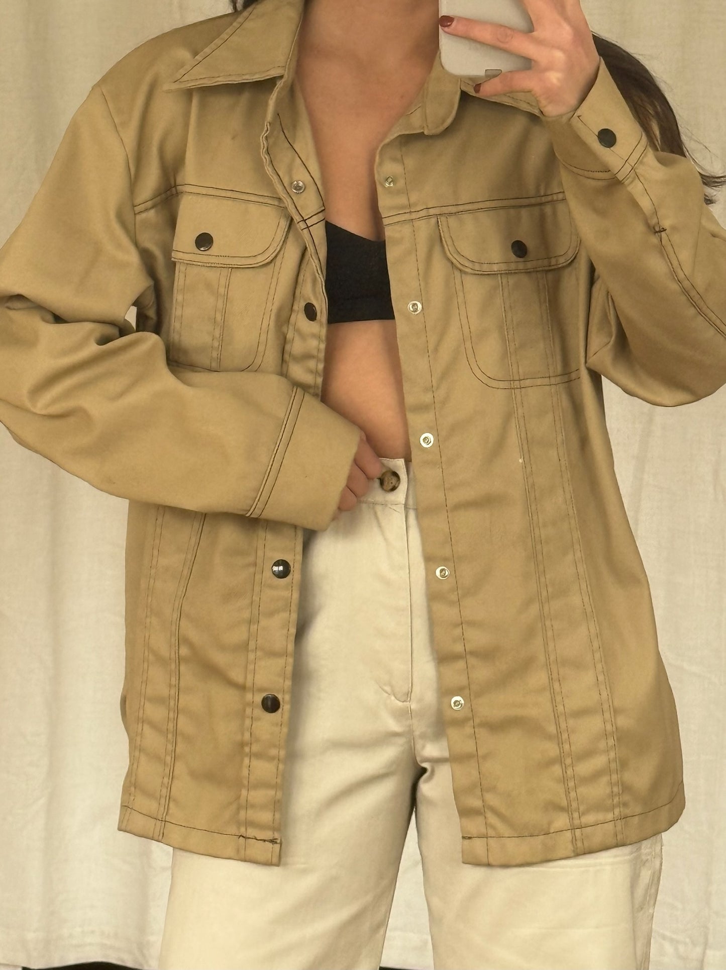 Vintage Lightweight Sandstone Snap Jacket