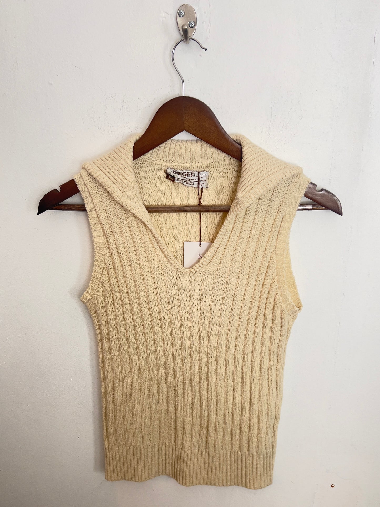 Vintage Ivory Ribbed-Knit Vest