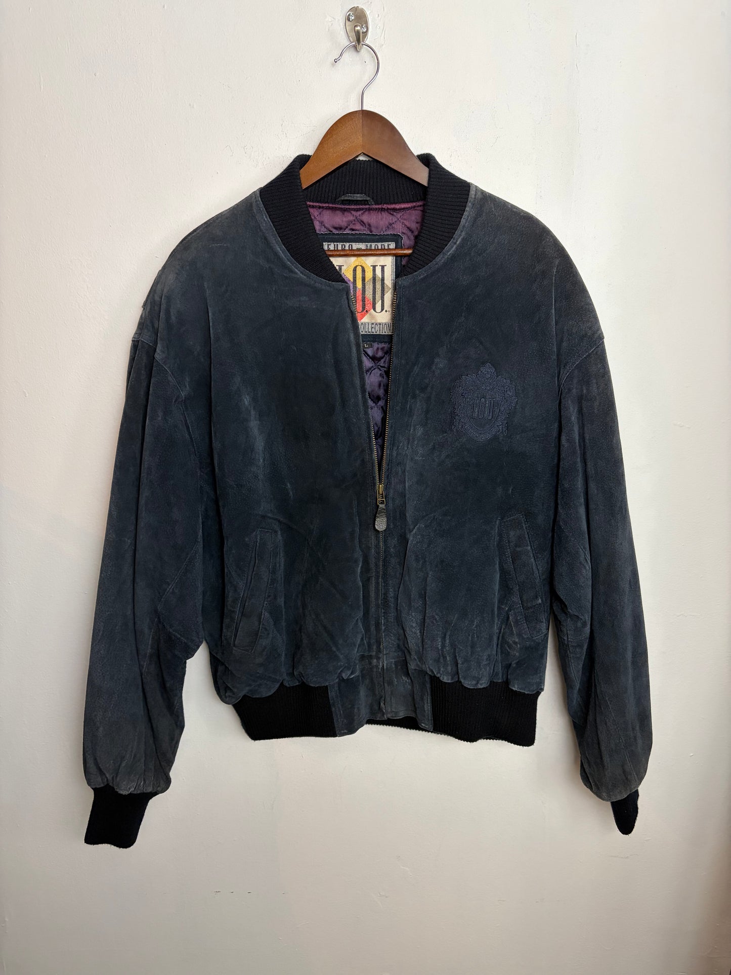 Vintage Charcoal Blue Suede Jacket