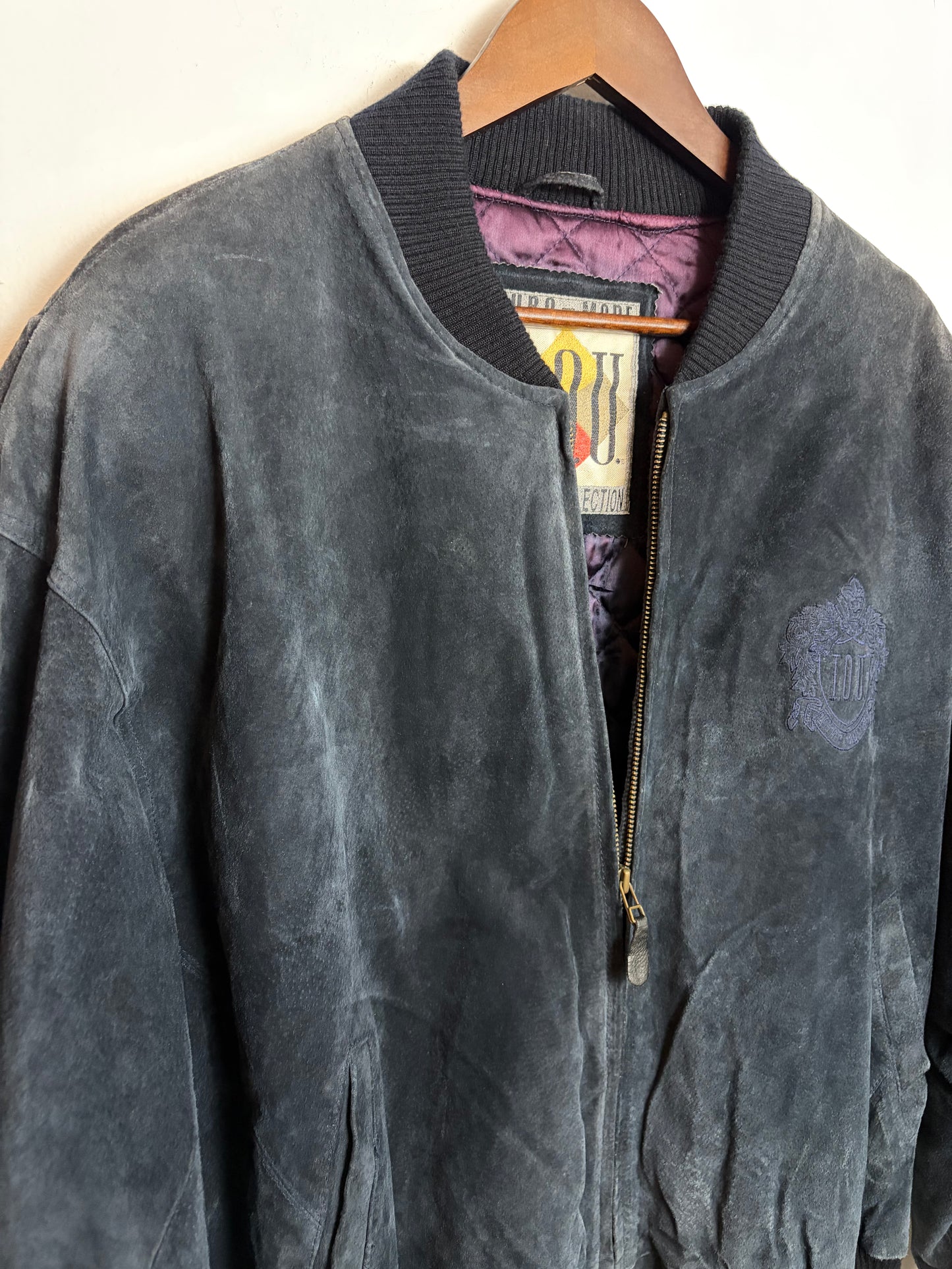 Vintage Charcoal Blue Suede Jacket