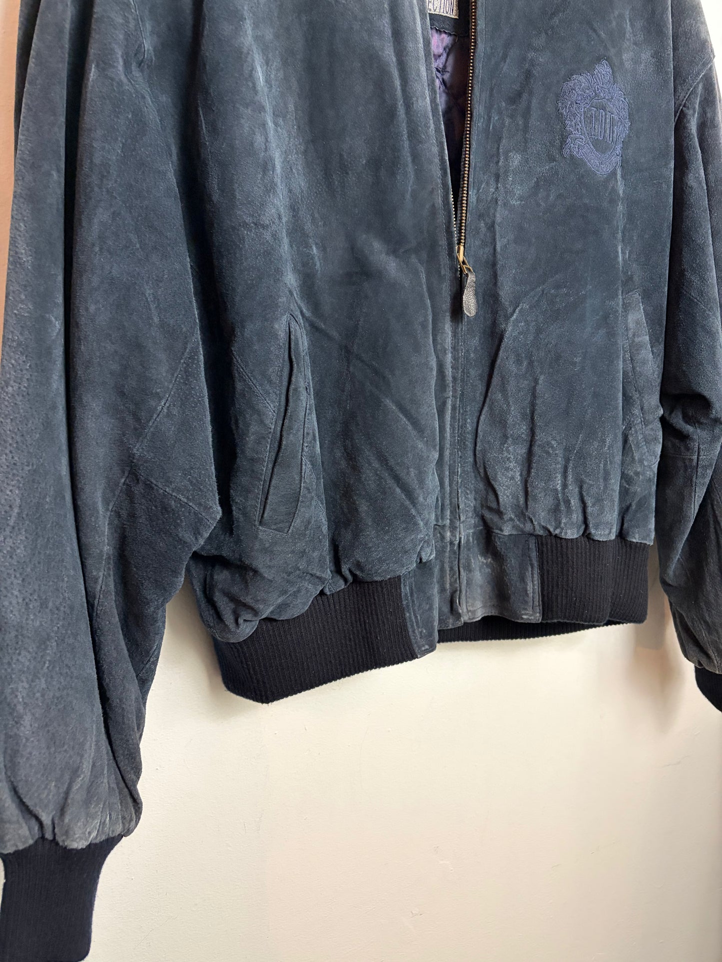 Vintage Charcoal Blue Suede Jacket