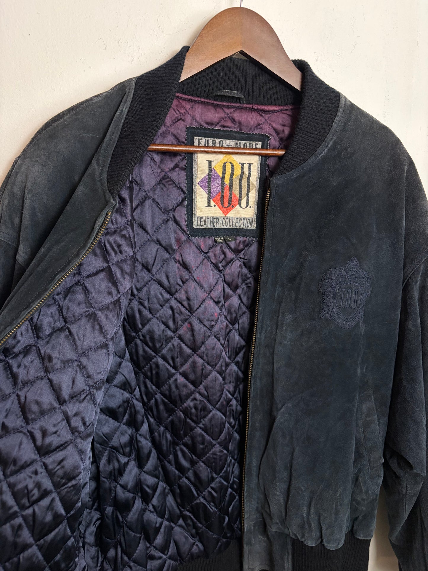 Vintage Charcoal Blue Suede Jacket