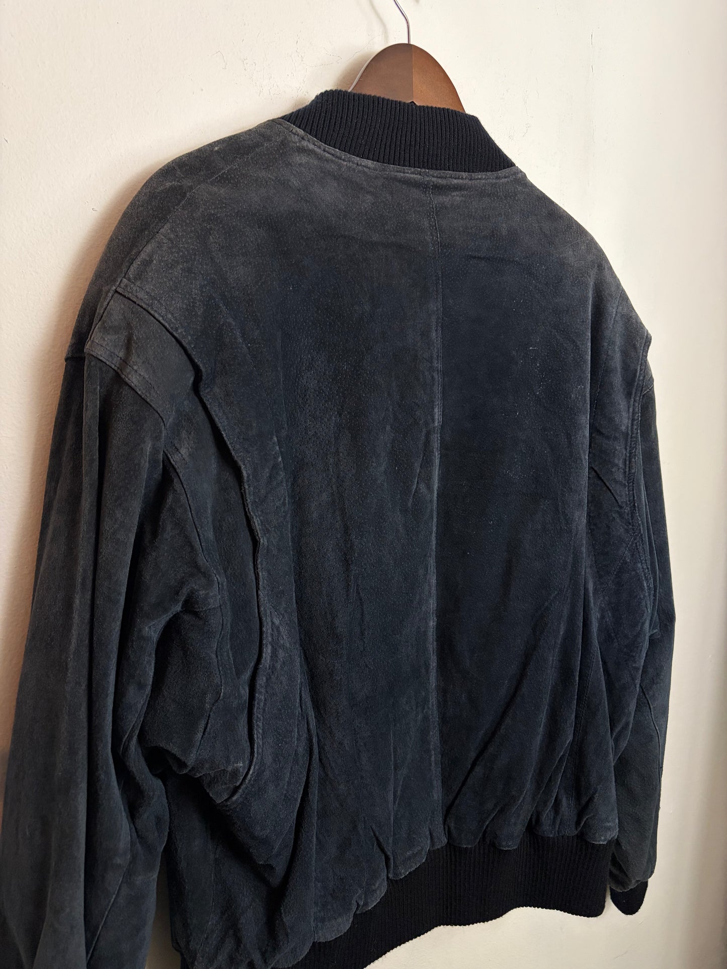 Vintage Charcoal Blue Suede Jacket