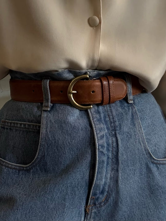 Vintage Coach Leather & Solid Brass Belt