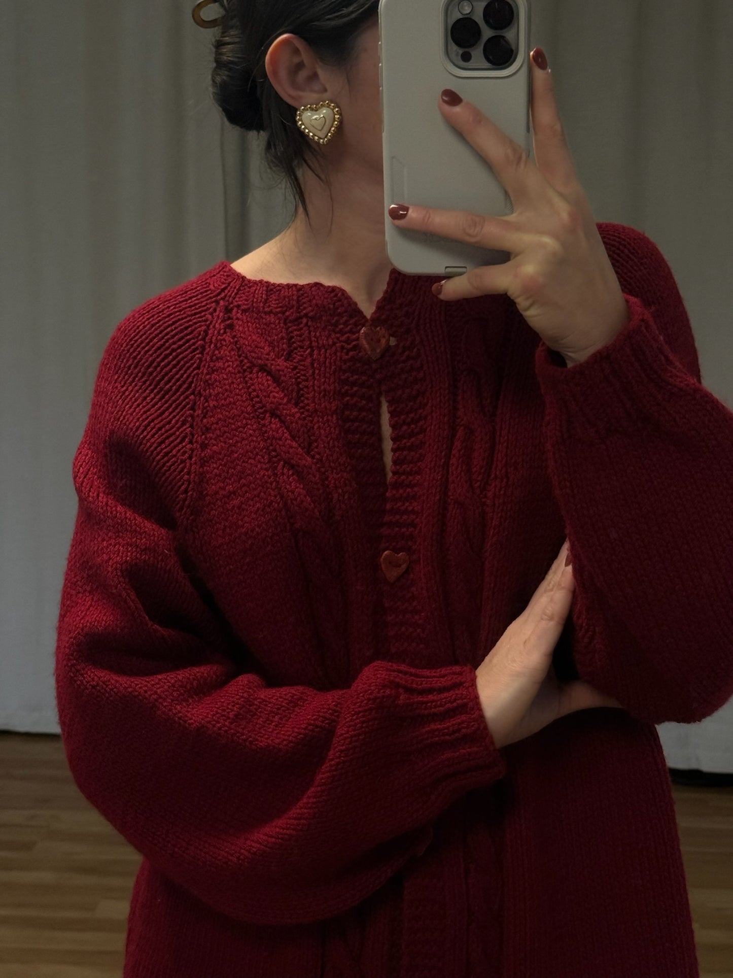 Beautiful Vintage Heart Button Cardigan