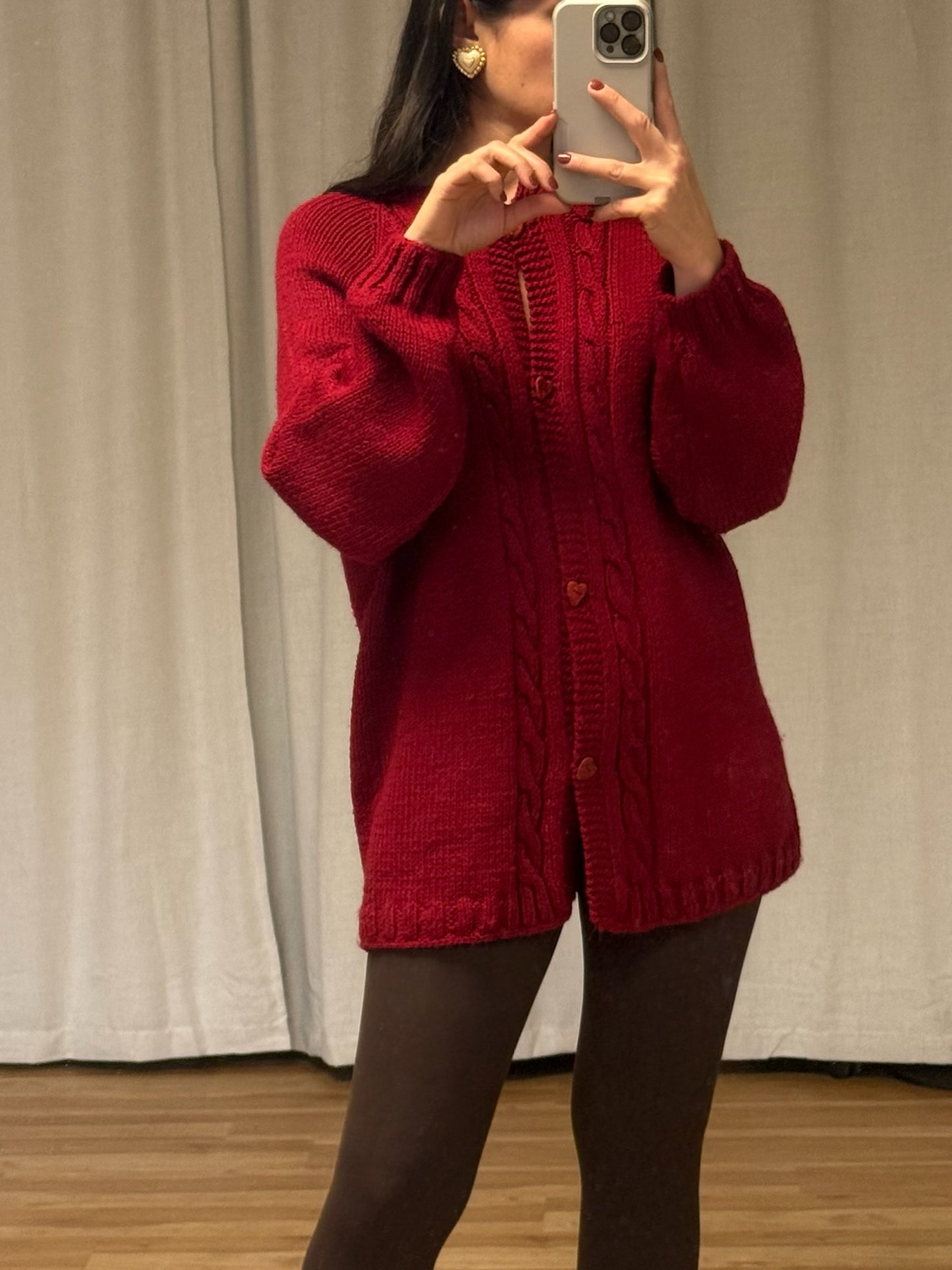 Beautiful Vintage Heart Button Cardigan