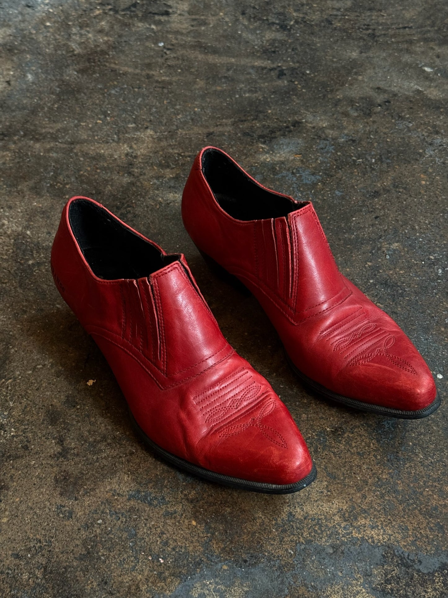 Vintage Spice Red Leather Western Booties