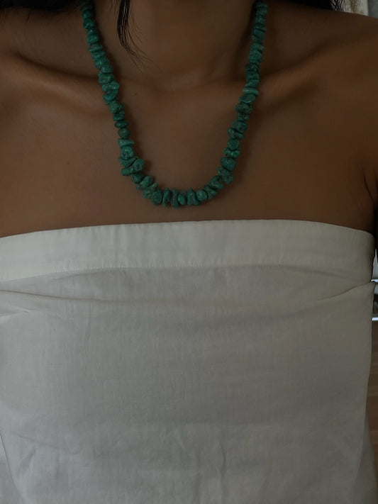 Vintage Chunky Turquoise & Sterling Silver Necklace
