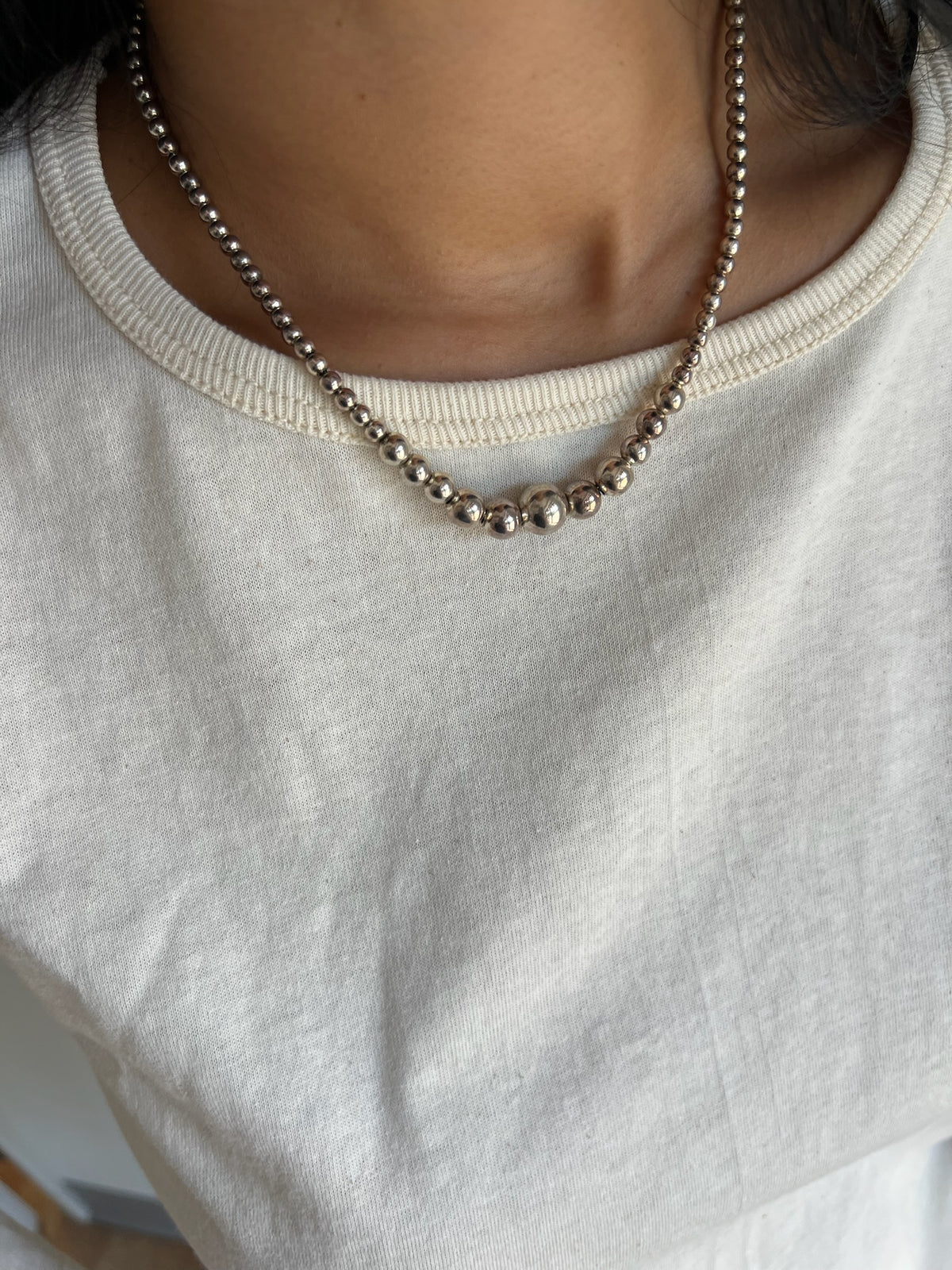 Beautiful Vintage Sterling Silver Beaded Necklace
