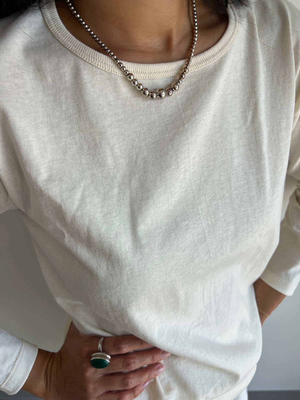 Beautiful Vintage Sterling Silver Beaded Necklace