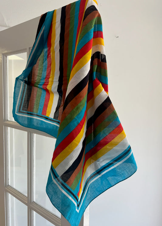 Vintage Colorful Striped Cotton Scarf
