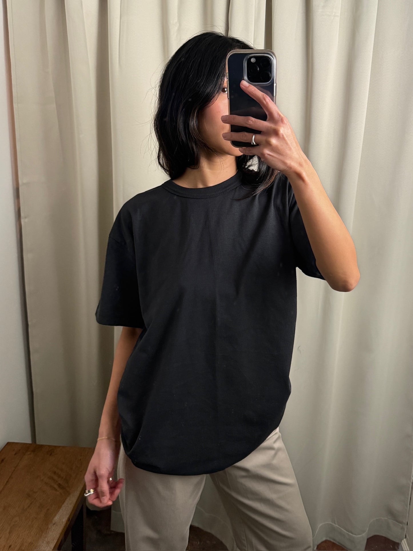 Black Organic Cotton Crew Neck