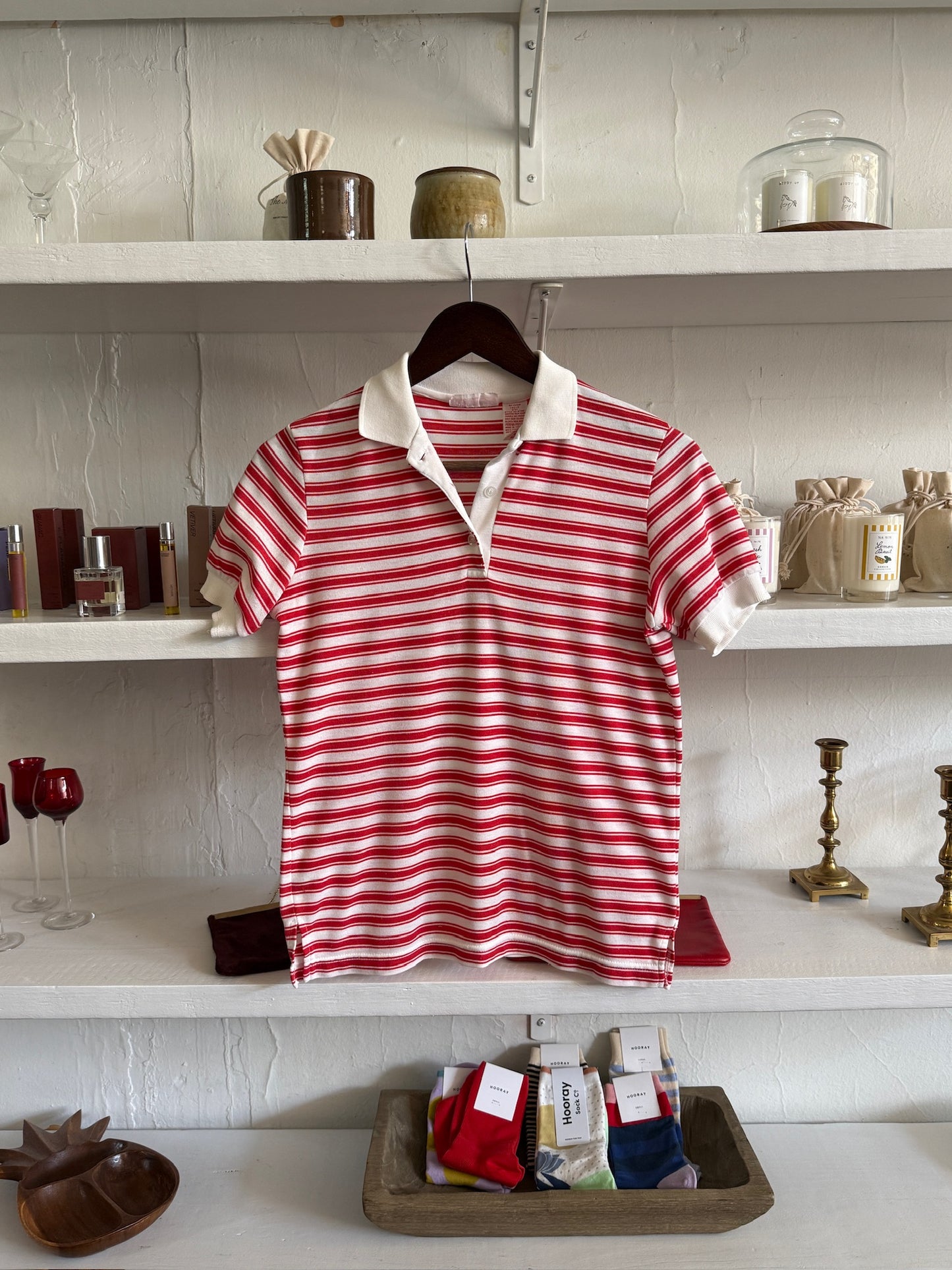 Vintage Raspberry Stripe Polo