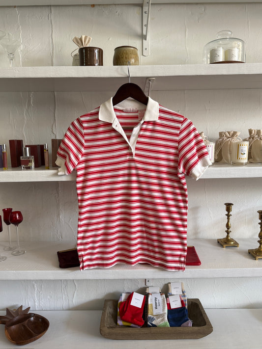 Vintage Raspberry Stripe Polo