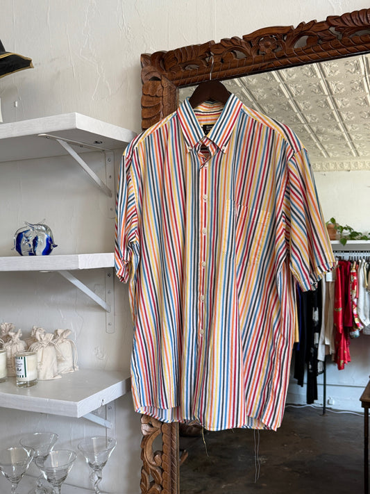 Vintage Colorful Striped Button Up