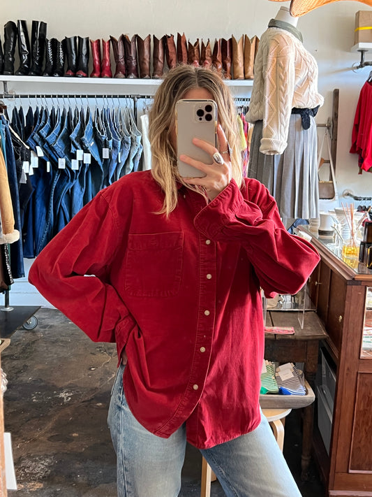 Vintage Ruby Corduroy Long Sleeve Button Down