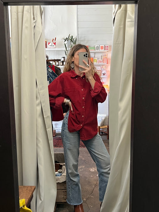 Vintage Ruby Corduroy Long Sleeve Button Down