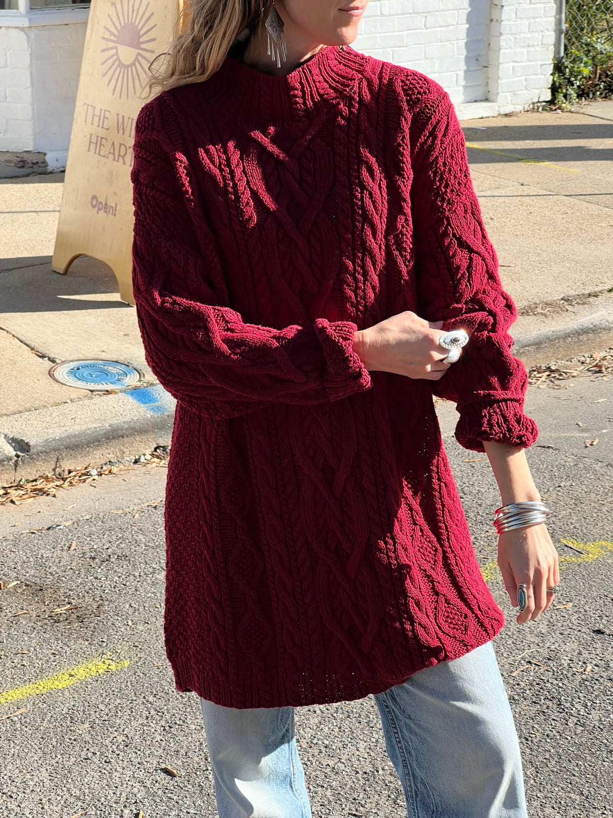 Vintage Cardinal Cable Knit Sweater Dress