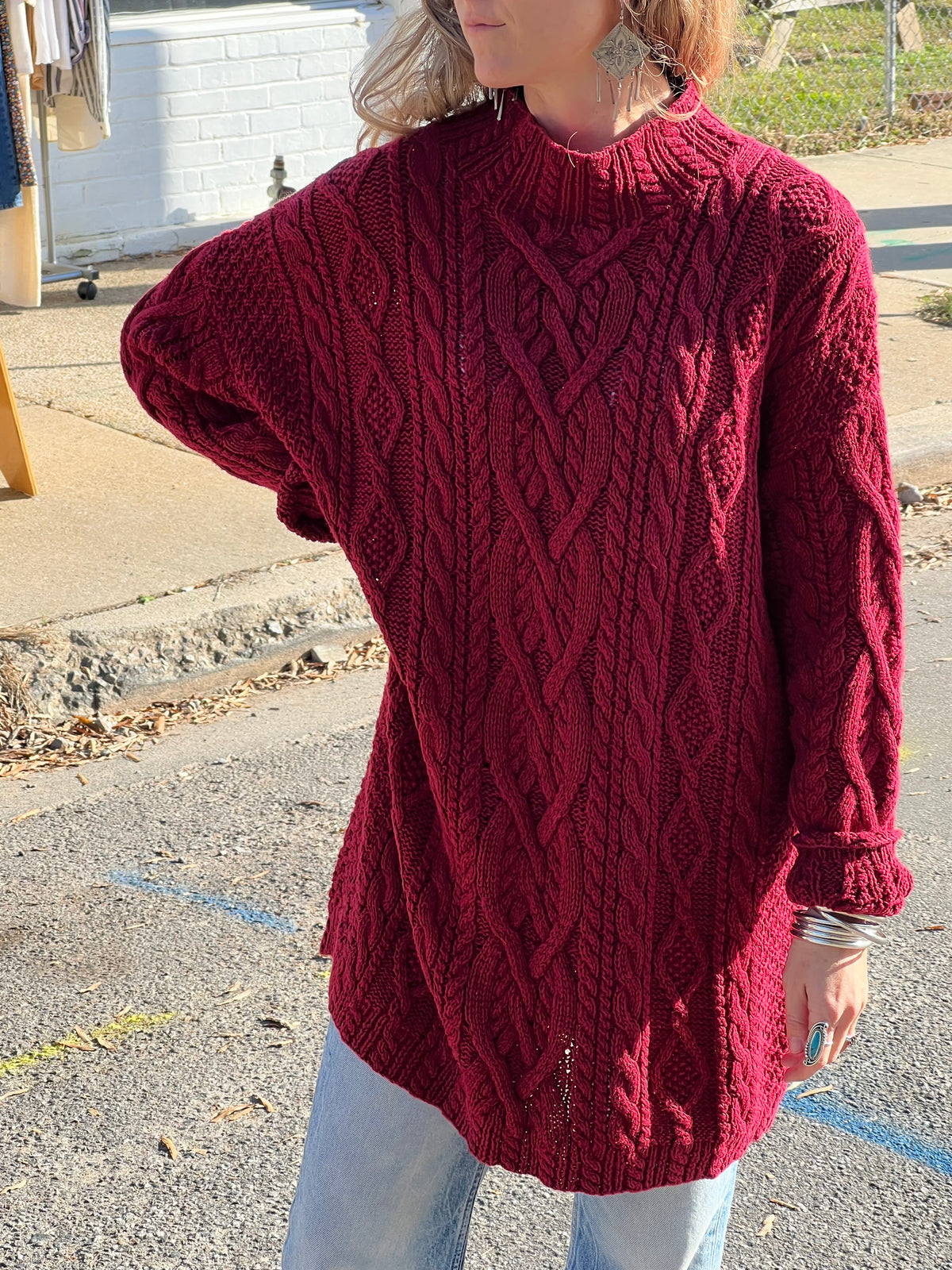 Vintage Cardinal Cable Knit Sweater Dress