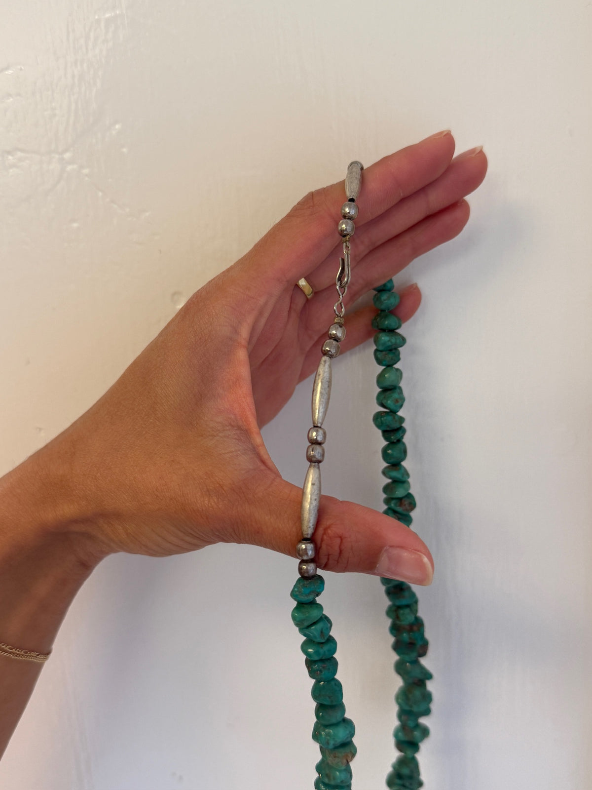 Vintage Chunky Turquoise & Sterling Silver Necklace